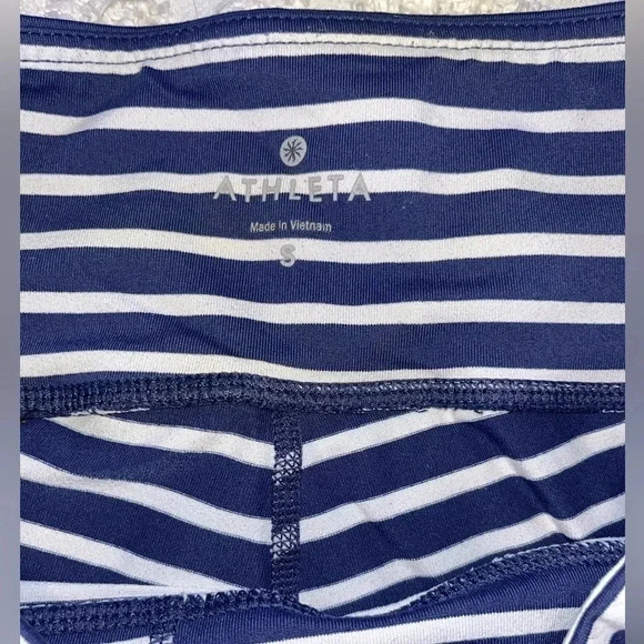 Athleta Women’s Sz S Navy/White Striped Leggings - Picture 2 of 3